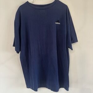 VTG Adidas 90's T Shirt Classic Logo Navy Blue‎ Y2K Large